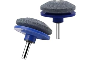 JUGCUT 2PCS Lawn Mower Sharpener, Universal Rotary Grinder Stone for Power Drill Garden Industrial Tool Rotary File Drill Attachment for Rotary Lawn Mower, Spades, Hoes, Lawn Edgers Tool Most Power Drill