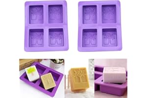 HPIANO 2 pezzi 4 forma di albero di cavità sapone fatto a mano stampi carino rettangolare torta di ghiaccio cottura stampo in silicone fai da te strumenti Bakeware, riutilizzabile Bakeware