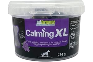 PETFORMANCE BENESSERE PER CANI E GATTI Calming XL per Cani di Media Grossa Taglia - Integratore Calmante 100% Naturale per Cani Agitati, Iperattivi Senza Controindicazioni - 16 Gelatine da Masticare, Rilassamento del Cane per Stress Viaggi