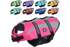 EMUST Gilet de sauvetage Ripstop pour chien de grande taille, maillot de bain pour bateau/natation/piscine avec double poignées de sauvetage, gilet d'eau pour chiens de grande taille, rose, taille XXL