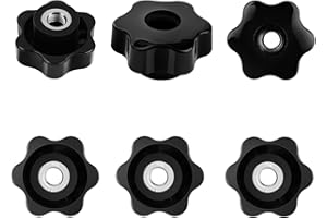 ATOYOGA 6Pcs Bouton de Serrage M10 en Étoile, Ecrou Papillon en Plastique et Cuivre avec Filetage Moleté, Parfaits pour Mécaniques et Mobilier, Diamètre 48mm