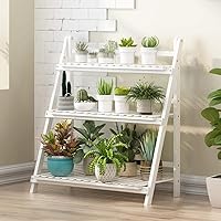 AYNEFY Blumentreppe Blumenständer Balkon Blumenregal aus Bambus Holz Pflanzenregal 3 Ebenen Pflanzenständer Außen und…