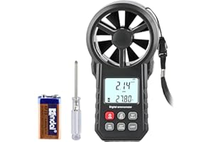 Digitaler Anemometer, XRCLIF Windgeschwindigkeitsmesser mit LCD Hintergrundbeleuchtung, Windmesser, Luftströmungsgeschwindigkeitsmessung, Windmesswerkzeug für Segeln/Surfen/Angeln/Drachenfliegen