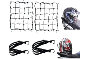 XUTONG 2 pz Ragno Moto con Ganci + 2 pz Elastico Rete Portapacchi Elastia Accessori per Viaggio Bici Casco,Moto Bici Portapacchi Coprire Appendere Casco Bagagliai con Ganci (Nero)