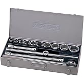 İzeltaş 1119006114 14'l&uuml; 3/4"Altı K&ouml;şe Lokma Anahtar Takımı, Krom, 14 Par&ccedil;a Set