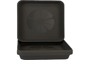 Home Garden Ornaments Square Plant Pot Saucers, Drip Tray – Set of 5 Plastic Garden Pots Trays for Outdoor and Indoor Plant (Anthracite, 24cm)