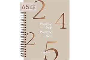 RILEYS & CO Riley's Planner 2024-2025 Academic Year, 18-Month Floating Weekly Planner - Modern Weekly & Monthly Agenda Planner, Soft-Touch Cover, Notes Pages, Twin-Wire Binding (21 x 15 cm, Beige)