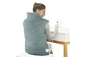 Ultralent Coussin Chauffant dos Electrique Epaule et Nuque 60×108cm, 6 Niveaux de Chaleur,4 Réglages de Minuterie, Arrêt Automatique, Chauffage Rapide, Ceinture, Chauffe-dos,Lavable en Machine -Gris