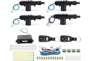 Car Central Lock, Universal Central Door Lock Actuator Remote Control Conversion Kit for 4-Door Vehicle Keyless Entry System 433.92MHz