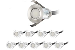 SUBOSI FVTLED 10-częściowy zestaw mini reflektorów podłogowych DC 12 V Ø 19 mm 0,4 W LED reflektor do zabudowy IP67 wodoszczelne lampy do montażu na zewnątrz, na tarasie, w kuchni, w ogrodzie