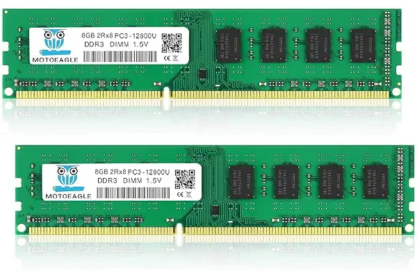 Kit de memoria RAM motoeagle de 16GB (2X8GB) DDR3 PC3-12800U DDR3-1600 UDIMM 2Rx8 DIMM DDR3 8GB 1600MHz SDRAM 240-Pin 1.5V CL11 Non-ECC para ordenador de sobremesa