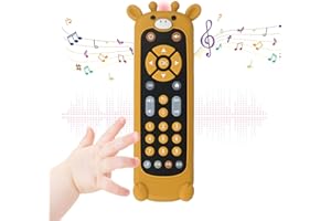 Bambebe Baby TV Telecomando con Luce e Suono, Giochi Musicali per Bambini 6-18 Mesi con Inglese/Francese/Spagnolo, Giocattoli Sonori Sensoriali Regali per Prima Educativi per 6 Mesi + (Nero Giraffa)