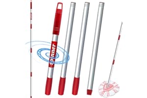 Fatmass Spinner Mop Handle Replacement Compatible with Vileda Mop Head, Turbo Spin/Turbo Smart/EasyWring Mop,Replace Stick Stainless Steel Adjustable 30"-58" for Easy Clean(Spin Mop and Base Exclude)