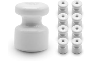 DOJA Barcelona | Aislador Ceramica | Blanco | Pack 8 | 18 x 23mm | Aisladores Ceramicos | Aisladores de Ceramica Excelente Resistencia | Aisladores para Electricidad, Cable Trenzado, Electrico