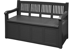 idooka Outdoor Storage Bench 280L Grey - Weather Resistant Garden Storage Box that Doubles as Outdoor Seating - Lockable Lid, Ventilation