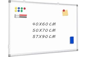 ‎QUEENLINK QUEENLINK Whiteboard Magnetisch, 57x90cm Magnettafel mit Aluminiumrahmen, Magnetwand White Board mit Stiftablage und Haken