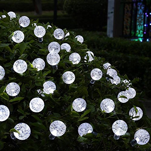 Samoleus 30er LED Solar Lichterkette Garten Globe Außen Warmweiß 6 Meter, Solar Beleuchtung Kugel für Party, Weihnachten, Outdoor, Fest Deko usw (Weiß) - 2