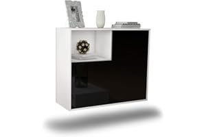 Dekati Sideboard Boise hängend (92x77x35cm) Korpus Weiss matt - Front Hochglanz Schwarz - Push to Open