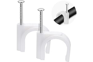 ANYUAN BOY 40Pcs Round Cable Clips,White Steel Nails Cable Clips, with Portable PP Box Cable Nail Clips （18mm）