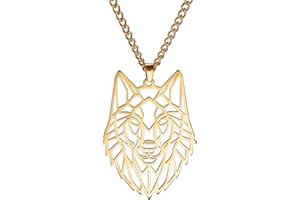 EUEAVAN Scheletro Lupo Collana Collana Classica Testa Animali Elementi Bosco Foresta Natura Fascino Gioielli Acciaio Inox Regalo per Ragazzi Uomini Ragazze
