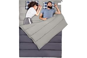 Active Forever Saco De Dormir Doble, Saco De Dormir Liviano a Prueba De Agua para 2 Personas con 2 Almohadas para Otoño e Invierno Fríos (0 ℃ -10 ℃) Camping, Mochilero o Senderismo Al Aire Libre