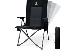 EVER ADVANCED Chaise de Camping Pliante avec Dossier réglable 160KG, Chaise Pliante Recliner 4 Positions, Chaise Pliante avec Poche latérale & Porte-Boisson pour Camping Jardin Balcon