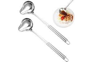Qaestuan 2 Piezas Cucharón de Salsa Acero Inoxidable, 30cm Cuchara para Rociar Salsa con Pico, Mango Largo Cucharón Cocina para Salsas, para Aderezos, Sopas, Salsas