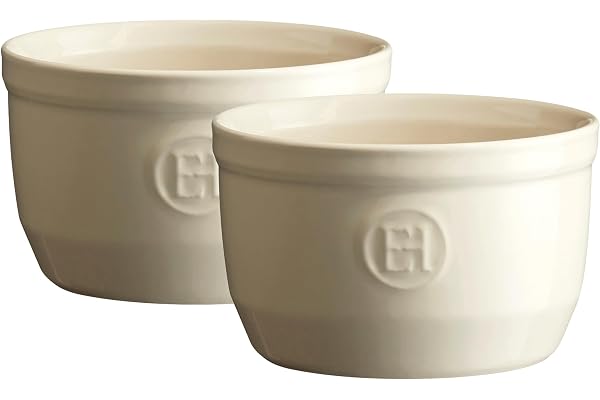 Emile Henry Eh024010 Le N°10 Set de 2 Ramequins Céramique Beige Argile 10,5 X 10,5 X 6 cm