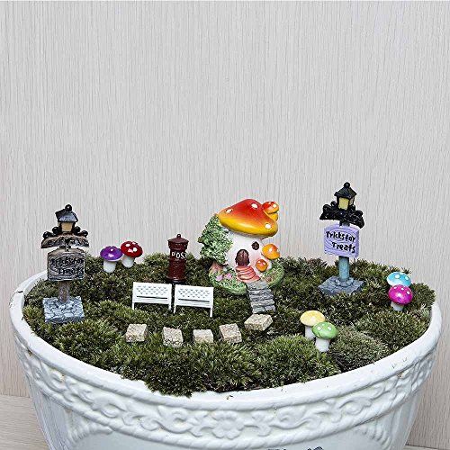 SecretRain 18 tlg.Miniatur Garten Deko Set Mini-Szene Ausschmückung Puppenstuben Pflanze Dekor als Geschenk (38 Stück) - 3