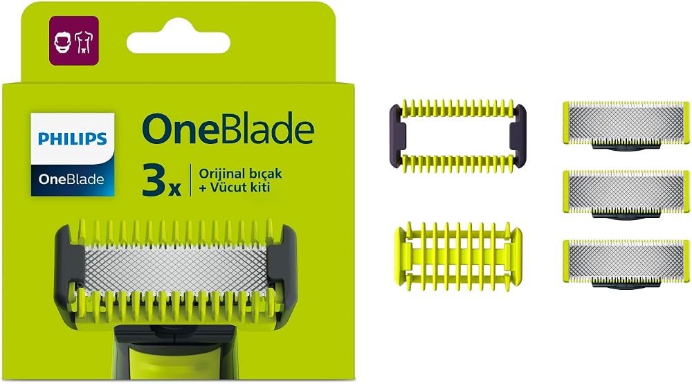 Philips OneBlade QP630/51 Yedek Bıçak, 3'lü Paket, Vucüt Kiti, Tüm OneBlade Gövdeleriyle Uyumlu