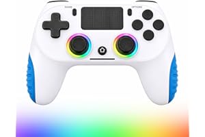 BJXOZ Wireless Controller für PS4, Stabile Verbindung & präzise Steuerung, Gamepad mit USB-C, Rutschfester Grip, Dual Vibration, 6-Achsen-Sensor, Touchpad, RGB, Audioanschluss, für PS4/Pro/Slim/PC