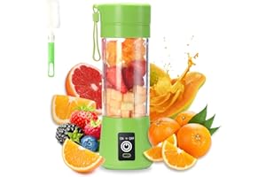 DOUBLECARE Przenośny blender, osobista wyciskarka do soku, ręczny mikser do owoców o pojemności 380 ml, ładowany przez USB, z 6 ostrzami Power Blender, podróżny, do smoothie i koktajli (zielony)