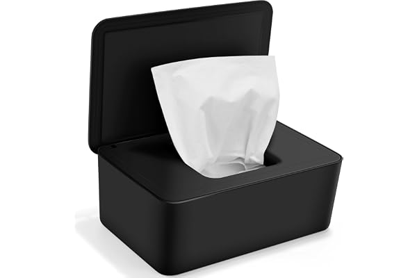 Boîte de Lingettes Humides Noir, Cheerhom Distributeur de Lingettes Humides pour Bébé, Boîte pour Papier Toilette Humide, Boîte de Lingettes Humides avec Couvercle