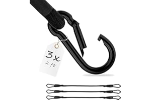 ECENCE 3x Guma napinająca z karabińczykiem 60cm w kolorze czarny Gumowe pasy napinające, napinacze bagażowe, ekspandery, linki napinające do rowerów, samochodów, bagażu