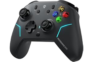 Machenike G6V2 Controller, 2 motori a bobina mobile HD, joystick TMR con coppia regolabile, 2 trigger TMR, pulsanti ABXY facilmente intercambiabili, 4 pulsanti programmabili, 1000 Hz, 1200 mAh, Grigio