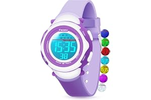 Facasu Kinderuhr Digital für Mädchen Jungen,wasserdichte Kinderuhr,Bunt Light,Outdoor Sport Armbanduhr Kinder, Einfaches Ablesen Einstellen der Uhrzeit mit Stoppwatch Alarm für Kinder