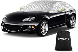 ZWPARTS Verdickt Autoabdeckung Wasserdicht Ersatz für Mazda MX-5 Miata MK3 NC 2005-2015, Sonnenfest Hälfte Halbgarage UV Beständige Halbe Auto Abdeckplane Staubdicht Schneefest Outdoor Indoor