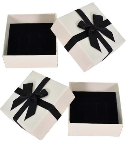 24er-Set Schmuck Geschenkboxen Mit Schleife – Strukturierte Kartonschachteln Für Ringe & Kleine Präsente