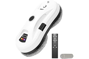 NamYoprce window cleaning robot,Smart Glass Cleaning Robotic with 5600Pa Strong Suction,Multiple Safety System,Edge Detection,for High-Rise Windows Ceiling,Outdoor Indoor,White UK plug