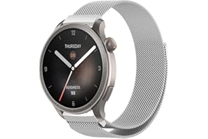 PaceBid 22mm Métal Bracelet Compatible avec Amazfit Balance, Femmes Hommes Métal Acier Inoxydable Tissé en Maille Ajustable Magnétique Bracelet de Montre pour Amazfit Balance 2 - Argent