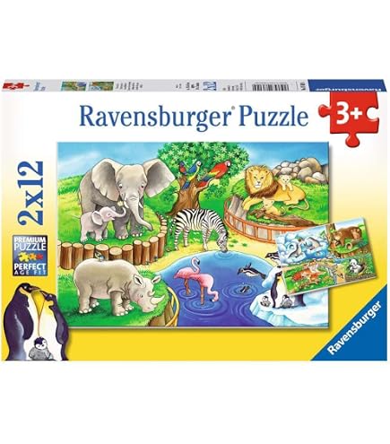 2 PUZZLE Ravensburger DINOSAURI GIOCOSI Di 26 X 18 Cm DA 12 PEZZI Giganti Con Mini Poster Eta 3