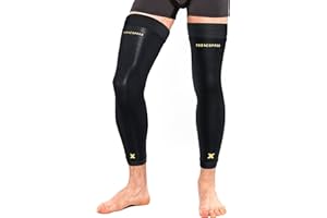Thx4COPPER Genouillère Compression Longueur Jambe Entière Manchons pour Support Cuisse, Genou, Mollet, Jambiere Cycliste Antidérapant et Chaud(1 Paire,M)