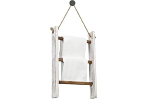Escalera para techos: toallero de 3 Niveles para baño, Escalera de Toalla con Cuerda, Madera Decorativa, toallero de baño, Escalera y Gancho para decoración de habitación de Granja Pacienjo