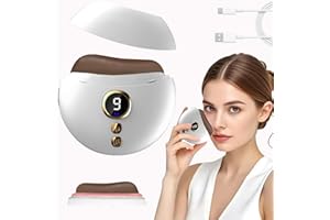XTRWHZ Ems Gua Sha, Gua Sha Elektrisch 4-In-1-Gesichtsschaber Rotlicht-Bianstone-SchabegeräT 9-Stufig Einstellbare Vibration und WäRme – Facelift-GeräT füR Anti-Aging, Anti-Falten und öDementfernung