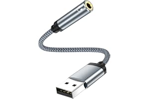 USB auf 3,5 mm Klinke Aux Adapter, Externe USB A Soundkarte auf 3,5 mm Audio Stereo Konverter Adapter für Kopfhörer, PC Rot, Laptop, Desktop, PS4, Lautsprecher oder 4 Pole TRRS Mikrofon, Headset