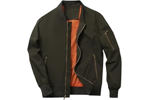 HOOD CREW Herren Bomberjacke Leichte Dünne Lässige Jacke Windbreaker Übergangsjacke mit Reißverschlusstaschen