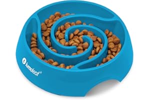LumoLeaf Gamelle anti-glouton pour chien - Diamètre : 22 cm - Antidérapante - Lourde - Soulage la digestion - Anti-ballonnements - Pour chien - Bleu tornade - Taille L