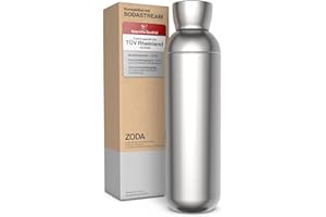 SC7 ZODA Stainless Steel Drinking Bottle, 900 ml, Compatible with the Duo Terra, Easy and Art Water Carbonators from Sodastream Stainless Steel Drinking Bottle