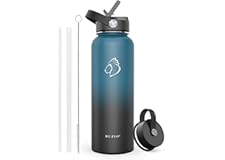BUZIO Water Bottle with Straw Lid and Flex Cap, 40oz Modern Double Vacuum Stainless Steel Water Flask, Cold for 48 Hrs Hot fo