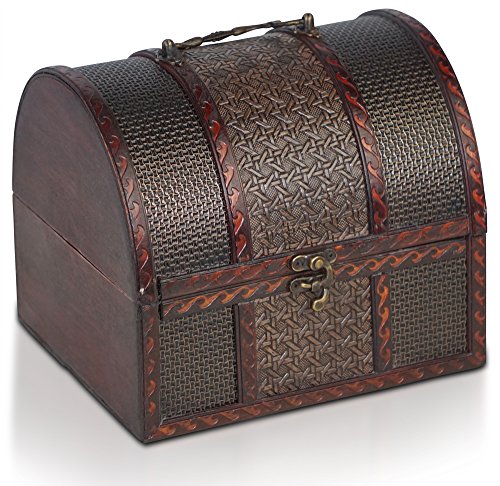 Piraten-Schatztruhe von Thunderdog – Holztruhe braun – Handarbeit Vintage mit und ohne Schloss verschiedene Größen – das ideale Geschenk unsere Schatzkiste (Paris L) - 5